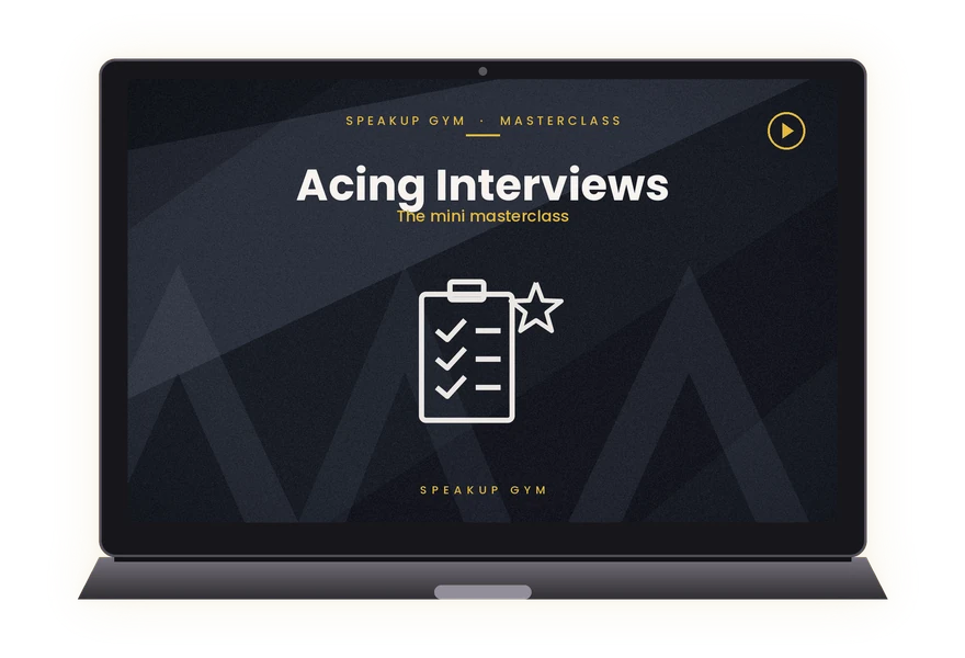 Acing Interviews mini masterclass on a laptop screen